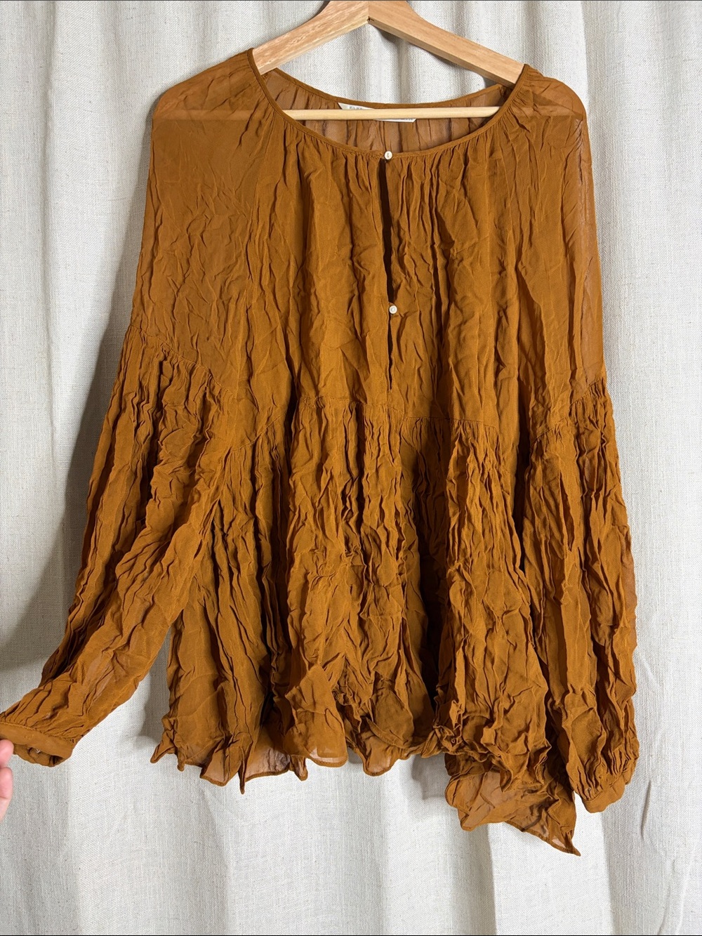 Zara A-Line Rust Brown Crinkled Skirt